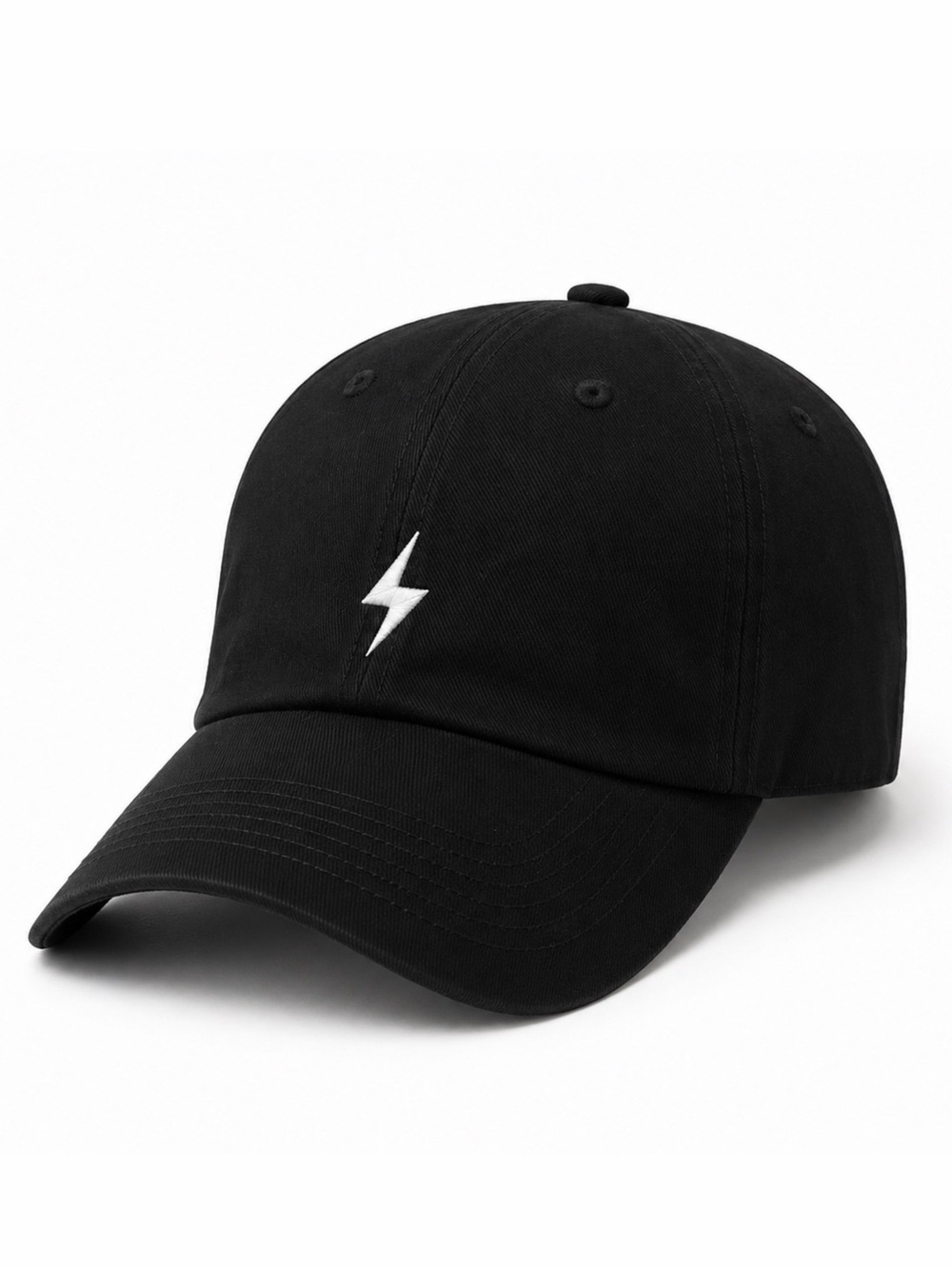 ⚡️ Black Lightning Bolt Dad Hat Minimal Embroidered Adjustable Velcro Cap Unisex
